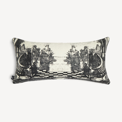 Shop Fornasetti Cashmere Cushion Giardino Settecentesco In Ivory/black
