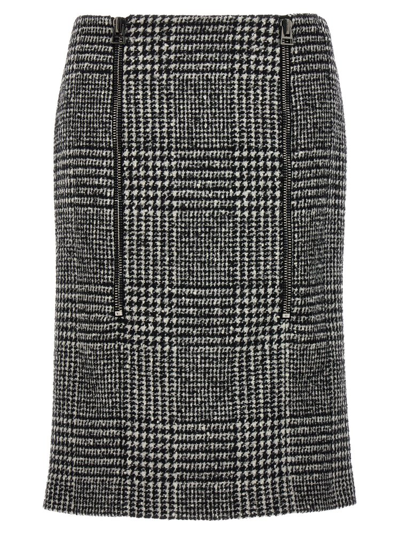 Shop Tom Ford Prince Of Wales Pattern Midi Skirt In Multi