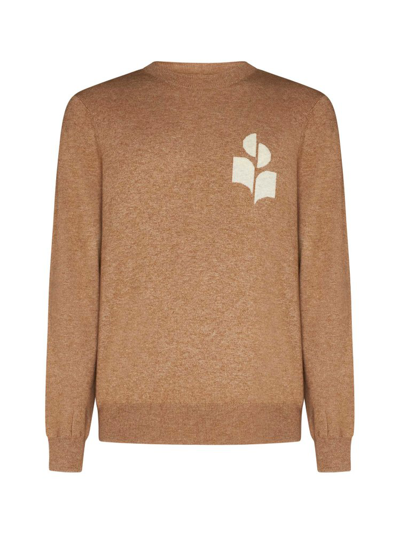 Shop Isabel Marant Logo Intarsia Crewneck Knitted Jumper In Brown