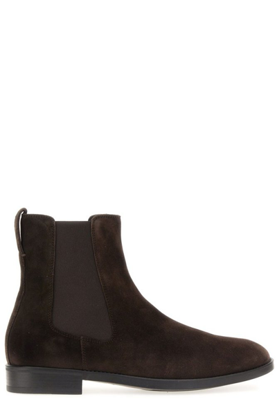 Shop Tom Ford Round Toe Ankle Boots In Brown