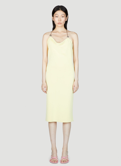 Shop Bottega Veneta Viscose Long Dress With Chain In Yellow
