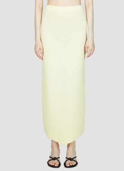 Shop Bottega Veneta Knit Midi Skirt In Yellow