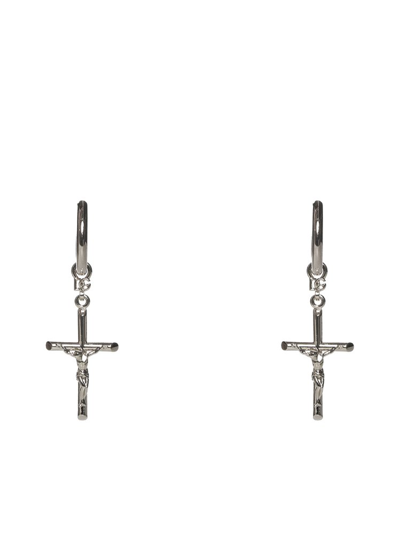 Shop Dolce & Gabbana Pendant Detailed Earrings In Silver