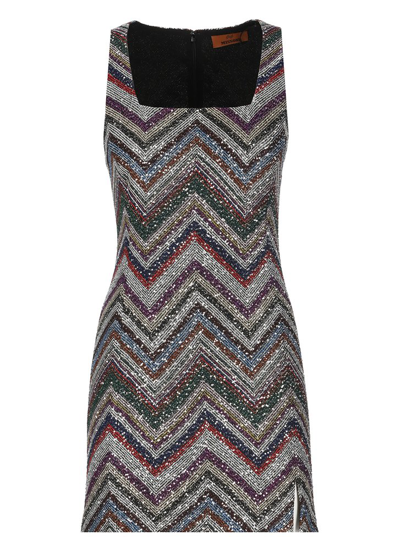 Shop Missoni Zigzag Sleeveless Mini Dress In Multi