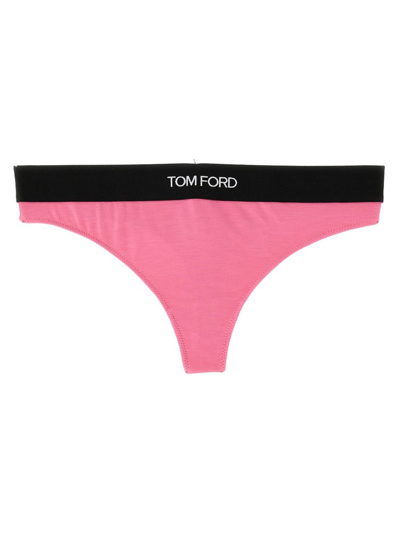 Shop Tom Ford Logo Waistband Thong In Pink