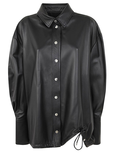 Shop Attico The  Drop Shoulder Leather Jacket In Black
