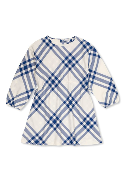 Shop Burberry Kids Checked Dress In Multi