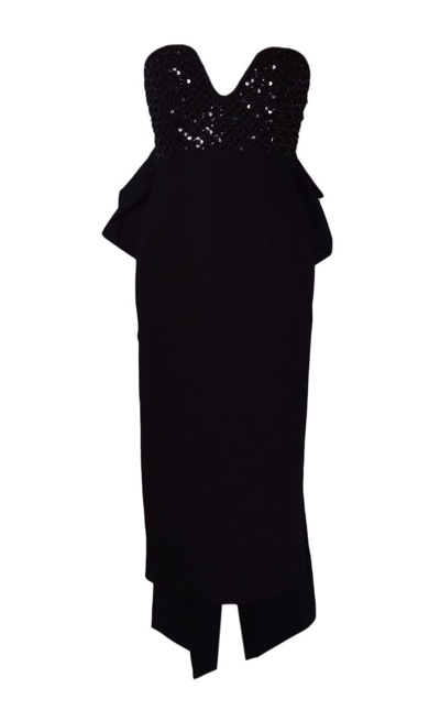 Shop Rebecca Vallance Marie Bow Detailed Strapless Dress In Black