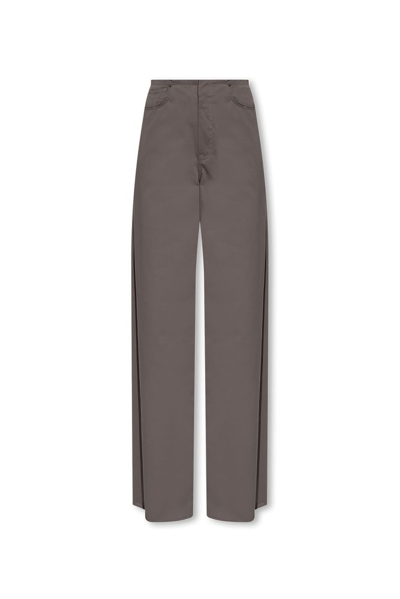 Shop Mm6 Maison Margiela Frayed Hem Wide Leg Trousers In Grey