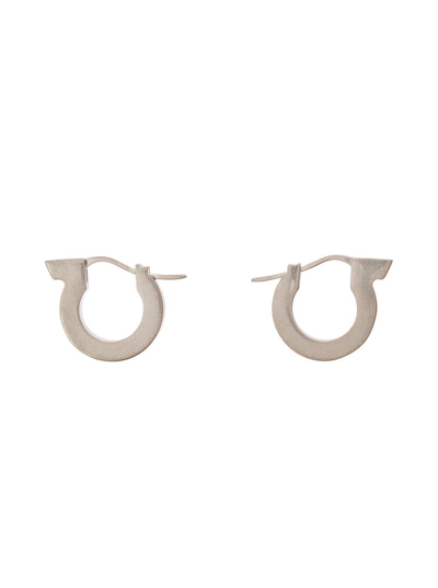 Shop Ferragamo Salvatore  Monogram Earring In Silver