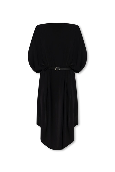 Shop Mm6 Maison Margiela Belted Midi Dress In Black