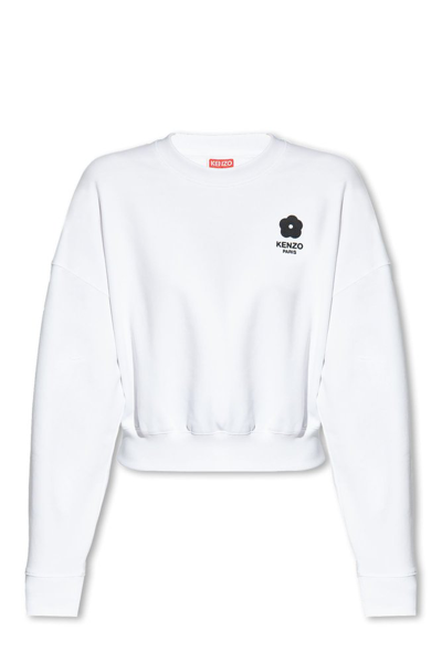 Shop Kenzo Logo Detailed Crewneck Sweatshirt In White