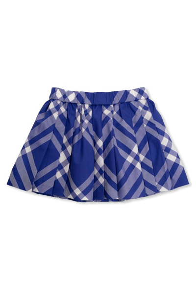 Shop Burberry Kids Checked Pleated Skirt In Multi