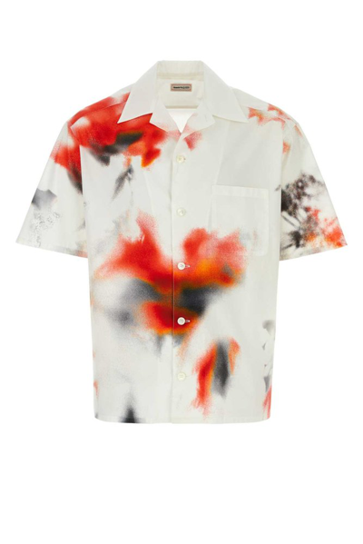 Shop Alexander Mcqueen Obscured Flower Buttoned Bowling Shirt In Multi