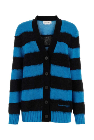 Shop Alexander Mcqueen Striped Knitted Cardigan In Multi