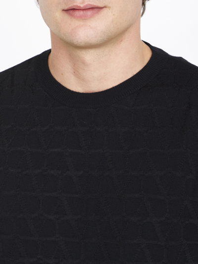 Valentino Garavani Man Sweater Black Size L Virgin Wool In Black