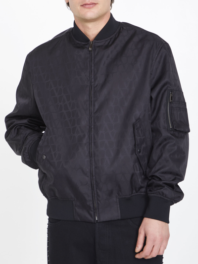 Shop Valentino Toile Iconographe Nylon Bomber In Black