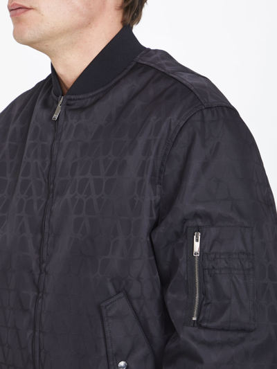 Shop Valentino Toile Iconographe Nylon Bomber In Black