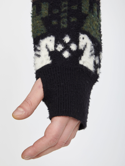 Burberry Embroidered Wool Chess Crewneck Sweater In Green