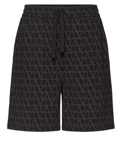 Shop Valentino Toile Iconographe Cotton Bermuda Shorts In Black