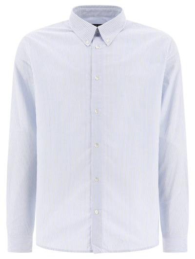 Shop Apc A.p.c. Striped Buttoned Shirt In Blue