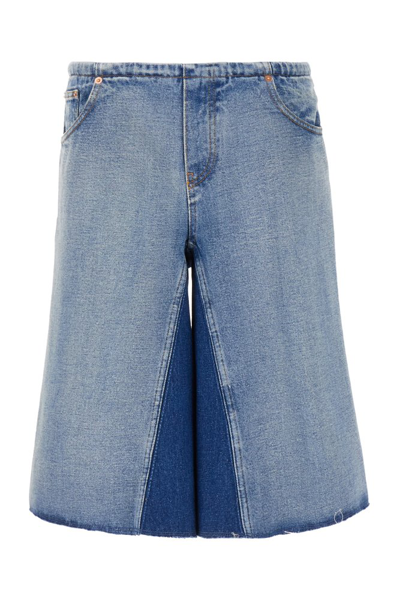 Shop Mm6 Maison Margiela Frayed Hem Oversized Denim Shorts In Blue