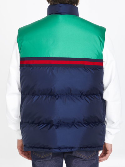 Shop Gucci Nylon Padded Vest In Blue