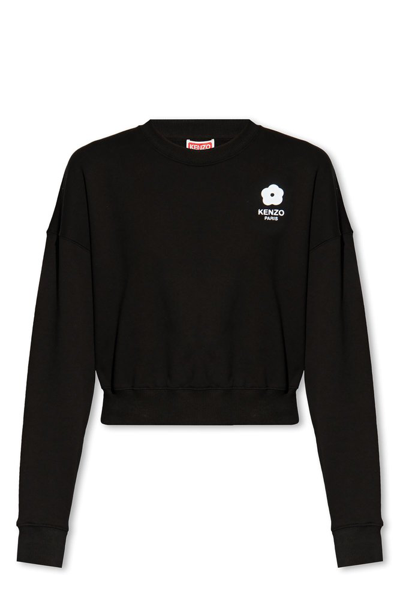 Shop Kenzo Logo Detailed Crewneck Sweatshirt In Black