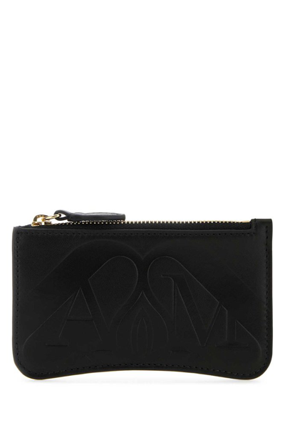 Shop Alexander Mcqueen Logo Embossed Zipped Wallet In Black