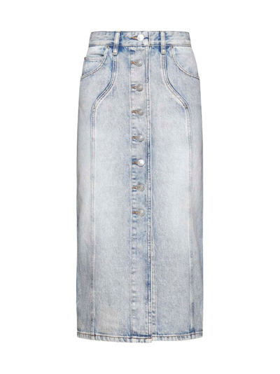 Shop Isabel Marant Buttoned Midi Skirt In Blue