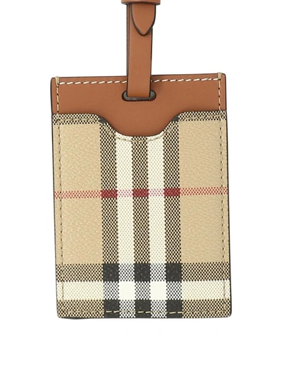 Shop Burberry Check Luggage Tag In Beige