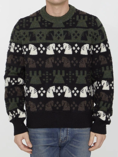 Shop Burberry Chess Pattern Sweater In Green
