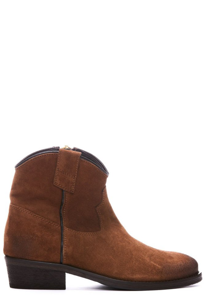 Shop Via Roma 15 Almond Toe Ankle Boots In Beige