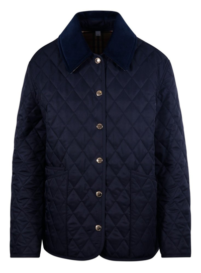 Shop Burberry Quilted Buttoned Jacket In Navy