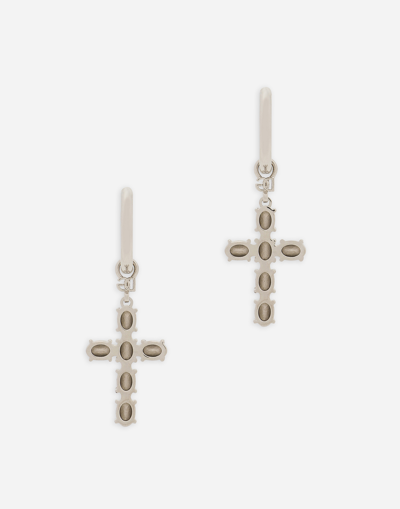 Dolce & Gabbana Creole Earrings With Crystal Cross In クリスタル