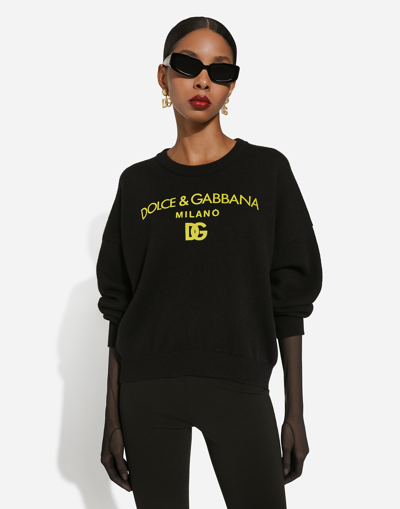 Shop Dolce & Gabbana Cashmere Sweater With Dolce&gabbana Logo In Black