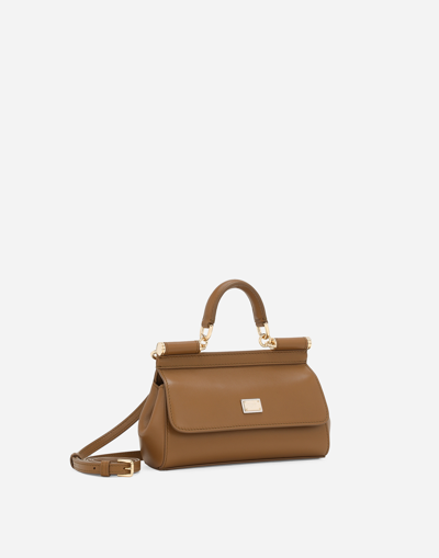 Shop Dolce & Gabbana Small Sicily Handbag In Brown