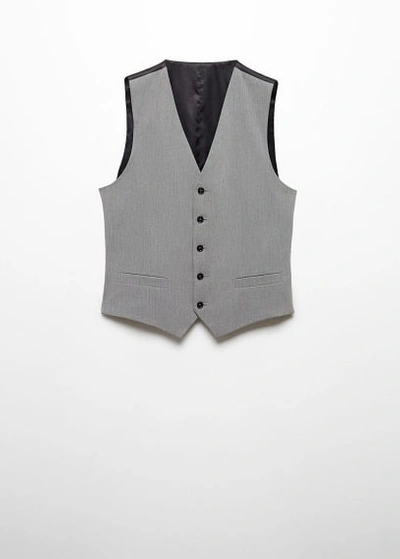 Shop Mango Man Super Slim-fit Stretch Fabric Suit Waistcoat Grey