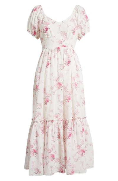 Shop Loveshackfancy Angie Floral Print Maxi Dress In Warm Pink Cloud