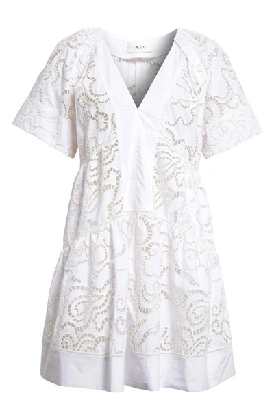 Shop A.l.c Camila Embroidered Cotton Shift Dress In White