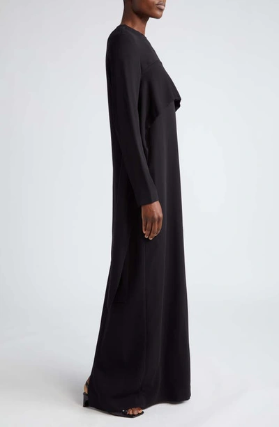 Shop Totême Cape Overlay Long Sleeve Maxi Dress In Black