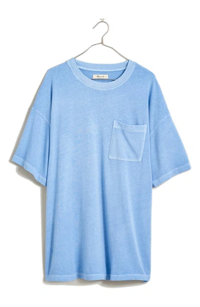 Shop Madewell Garment-dyed Oversize Cotton Pocket T-shirt In Rainwashed Peri