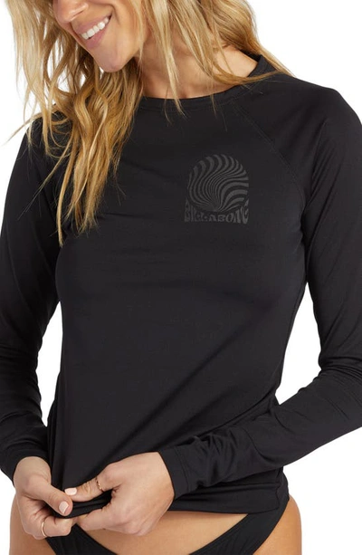 Shop Billabong Sol Searcher Long Sleeve Cover-up Top In Black Pebble