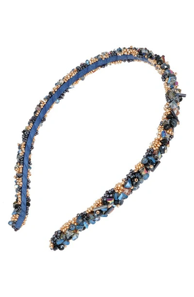 Shop L Erickson Crystal Coated Headband In Midnight/ Gold