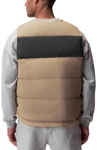 Shop Asrv Water Resistant Down Puffer Vest In Khaki