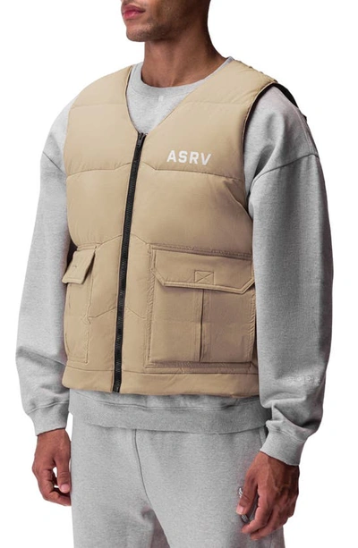 Shop Asrv Water Resistant Down Puffer Vest In Khaki