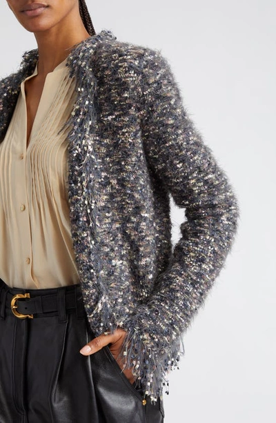 Shop L Agence Knit Cardigan In Grey Multi