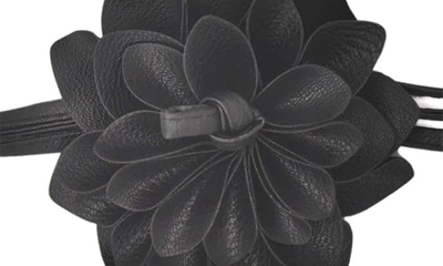 Shop Petit Moments Lolita Flower Faux Leather Belt In Black