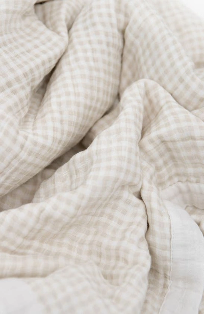 Little Unicorn Cotton Muslin Quilted Throw In Tan Gingham