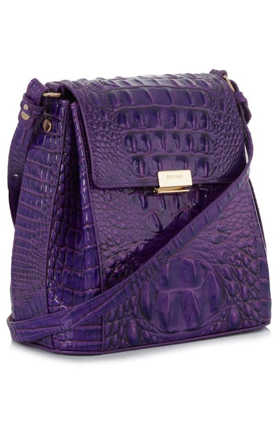 Shop Brahmin Margo Croc Embossed Leather Crossbody Bag In Royal Purple